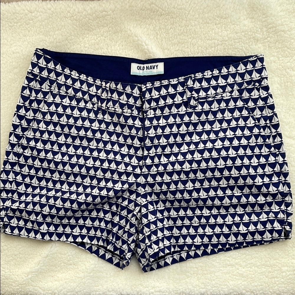 Old Navy Blue and White Patterned Shorts